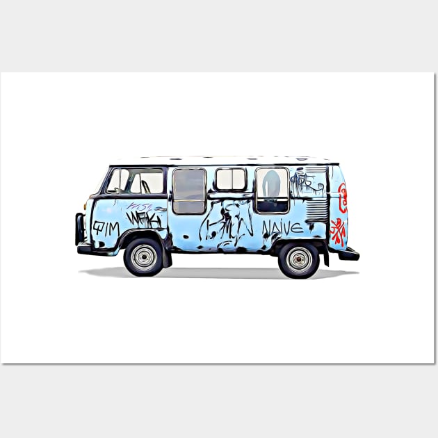 Graffiti Vintage Van Cartoon Wall Art by Auto-Prints